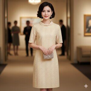 Vintage 60s Custom Made Embroidered Dress Philippines Size S or 6-8 approx.